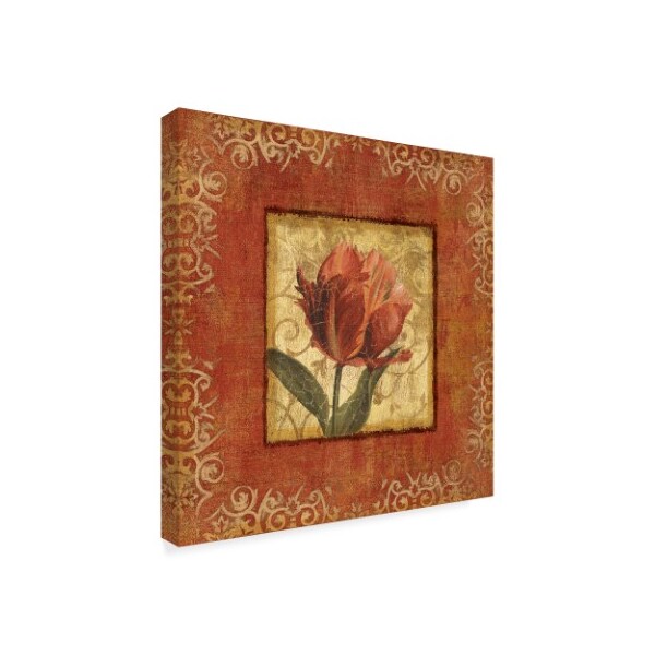 Lisa Audit 'Red And Gold Flower I' Canvas Art,14x14